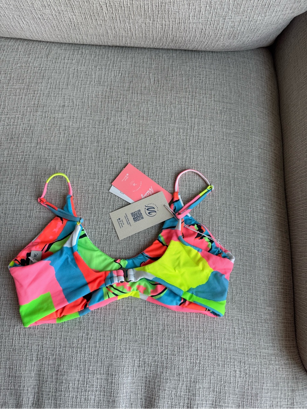 Maaji Neon Abstract Print Bikini Top — Pink, Green, Blue, Red, Yellow - Picture 2 of 4
